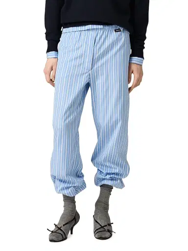 Miu Miu Women's Striped Poplin Pajama Pants - Blue | Thumbnail 2 Miu Miu Women's Striped Poplin Pajama Pants - Blue | Thumbnail 2