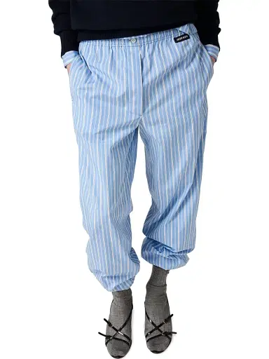 Miu Miu Women's Striped Poplin Pajama Pants - Blue | Thumbnail 4 Miu Miu Women's Striped Poplin Pajama Pants - Blue | Thumbnail 4