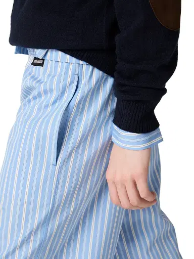 Miu Miu Women's Striped Poplin Pajama Pants - Blue | Thumbnail 5 Miu Miu Women's Striped Poplin Pajama Pants - Blue | Thumbnail 5