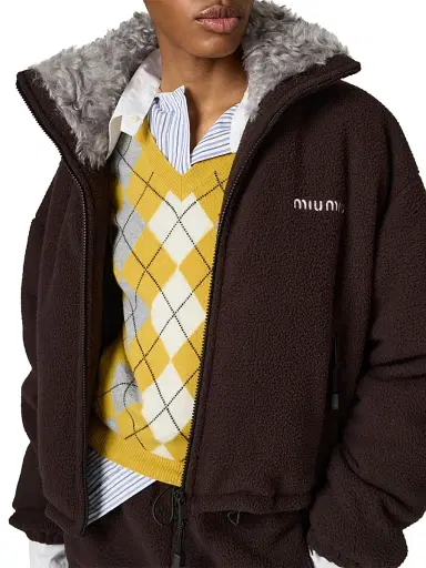 Miu Miu Women's Fleece Down Jacket - Brown - Size 8 | Thumbnail 4 Miu Miu Women's Fleece Down Jacket - Brown - Size 8 | Thumbnail 4