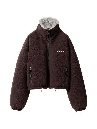 Miu Miu Women's Fleece Down Jacket - Brown - Size 8 | Thumbnail 1 Miu Miu Women's Fleece Down Jacket - Brown - Size 8 | Thumbnail 1