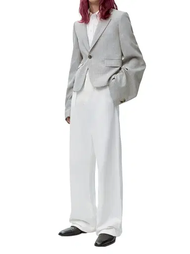 LOEWE Men's Pleated Cotton Wide-Leg Trousers - White | Thumbnail 2 LOEWE Men's Pleated Cotton Wide-Leg Trousers - White | Thumbnail 2