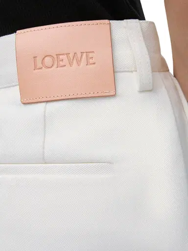 LOEWE Men's Pleated Cotton Wide-Leg Trousers - White | Thumbnail 5 LOEWE Men's Pleated Cotton Wide-Leg Trousers - White | Thumbnail 5