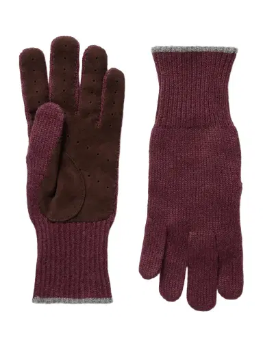 Brunello Cucinelli Suede-Trimmed Ribbed Cashmere Gloves - Men | Thumbnail 1 Brunello Cucinelli Suede-Trimmed Ribbed Cashmere Gloves - Men | Thumbnail 1