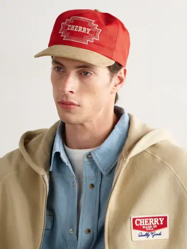 Cherry Los Angeles Navajo Suede-Trimmed Logo-Embroidered Twill Baseball Cap - Men | Thumbnail 2 Cherry Los Angeles Navajo Suede-Trimmed Logo-Embroidered Twill Baseball Cap - Men | Thumbnail 2