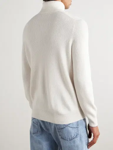 Brunello Cucinelli Ribbed Cashmere Rollneck Sweater - Men | Thumbnail 4 Brunello Cucinelli Ribbed Cashmere Rollneck Sweater - Men | Thumbnail 4