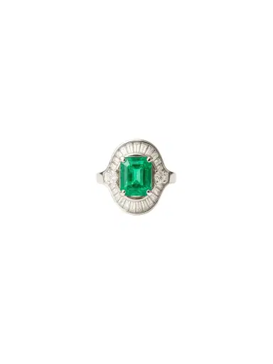 Wish Fine Jewelry 3.40ct Diamond Emerald Platinum Halo Ring | Thumbnail 1 Wish Fine Jewelry 3.40ct Diamond Emerald Platinum Halo Ring | Thumbnail 1