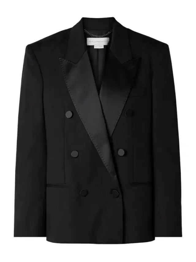 Stella McCartney Oversized Double-breasted Satin-trimmed Wool Blazer