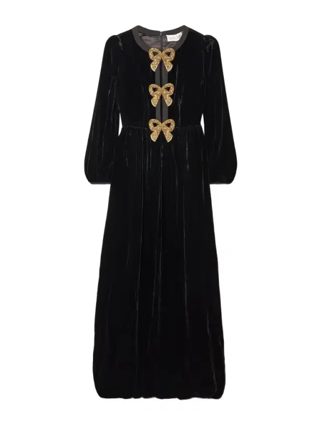 Camille Bow-embellished Velvet Gown Camille Bow-embellished Velvet Gown