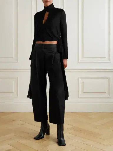 Alaïa Taffeta Pleated Tapered Pants | Thumbnail 2 Alaïa Taffeta Pleated Tapered Pants | Thumbnail 2