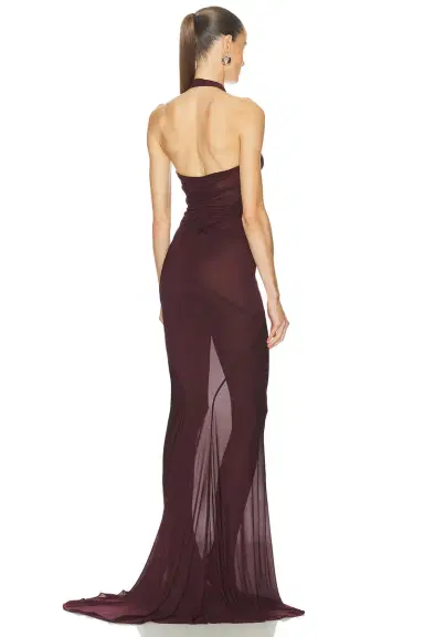 Atlein Halter Neck Ruched Gown | Thumbnail 3 Atlein Halter Neck Ruched Gown | Thumbnail 3