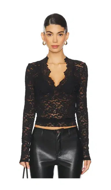 Free People x Intimately FP All Day Lace Long Sleeve Top In Black | Thumbnail 1 Free People x Intimately FP All Day Lace Long Sleeve Top In Black | Thumbnail 1