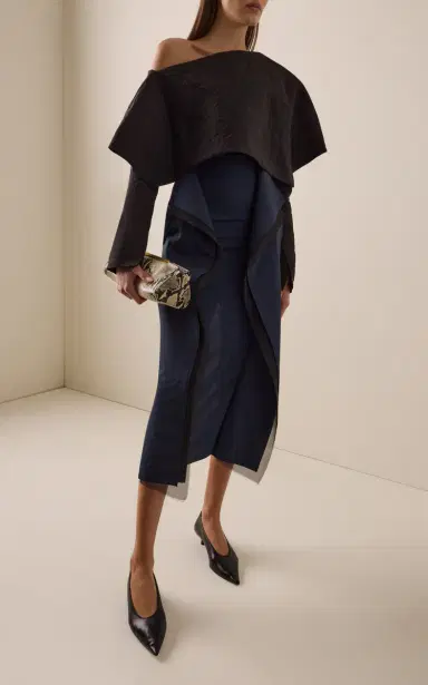 A.W.A.K.E. MODE Panelled Silk-Wool Midi Skirt | Thumbnail 2 A.W.A.K.E. MODE Panelled Silk-Wool Midi Skirt | Thumbnail 2