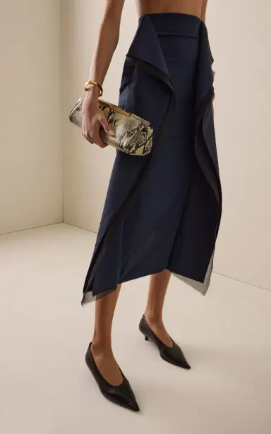 A.W.A.K.E. MODE Panelled Silk-Wool Midi Skirt | Thumbnail 3 A.W.A.K.E. MODE Panelled Silk-Wool Midi Skirt | Thumbnail 3
