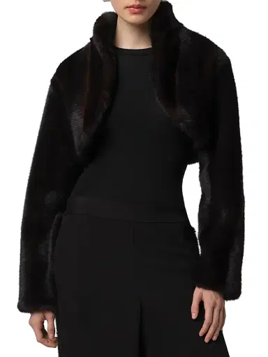 Apparis Women's Odette Faux Fur Crop Bolero - Noir Multi | Thumbnail 3 Apparis Women's Odette Faux Fur Crop Bolero - Noir Multi | Thumbnail 3