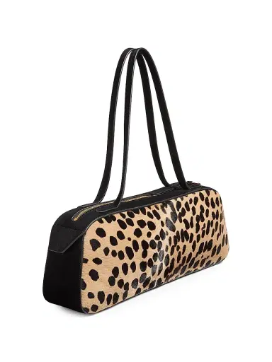 Khaite Women's Simona Leopard-Print Calf Hair Shoulder Bag - Camel Black | Thumbnail 4 Khaite Women's Simona Leopard-Print Calf Hair Shoulder Bag - Camel Black | Thumbnail 4