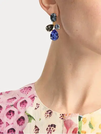 Oscar de la Renta Women's Candy Drop 24K-Gold-Plated & Glass Crystal Earrings - Sapphire | Thumbnail 2 Oscar de la Renta Women's Candy Drop 24K-Gold-Plated & Glass Crystal Earrings - Sapphire | Thumbnail 2