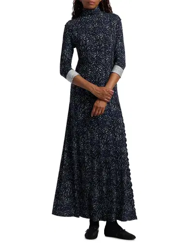 Proenza Schouler White Label Women's Mabel Printed Jersey Maxi Dress - Navy Multi | Thumbnail 3 Proenza Schouler White Label Women's Mabel Printed Jersey Maxi Dress - Navy Multi | Thumbnail 3