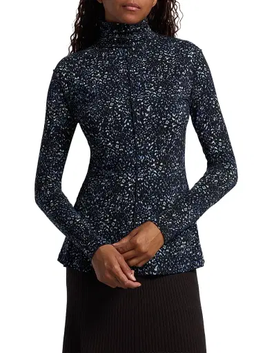 Proenza Schouler White Label Women's Audrey Cheetah Print Top - Navy Multi | Thumbnail 3 Proenza Schouler White Label Women's Audrey Cheetah Print Top - Navy Multi | Thumbnail 3
