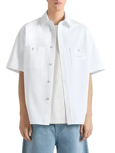 Givenchy Men's Couture Seam Shirt in Cotton with Patch - White | Thumbnail 4 Givenchy Men's Couture Seam Shirt in Cotton with Patch - White | Thumbnail 4