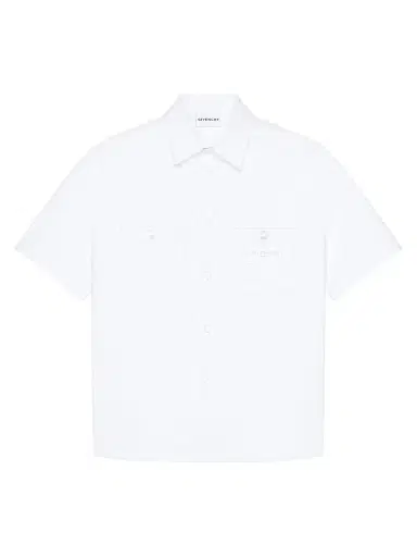 Givenchy Men's Couture Seam Shirt in Cotton with Patch - White | Thumbnail 1 Givenchy Men's Couture Seam Shirt in Cotton with Patch - White | Thumbnail 1