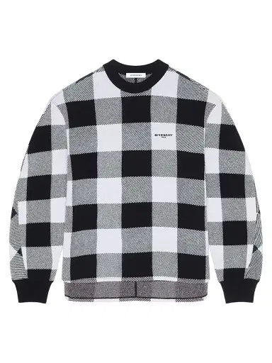 Givenchy Men's Checked Sweater in Wool - Black White - Size XXL | Thumbnail 1 Givenchy Men's Checked Sweater in Wool - Black White - Size XXL | Thumbnail 1