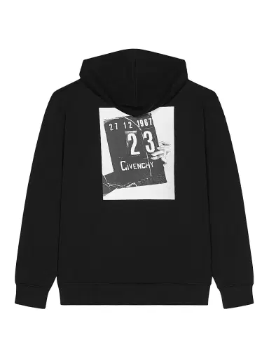 Givenchy Men's Couture Seam Hoodie in Fleece with Clapperboard Print - Black | Thumbnail 2 Givenchy Men's Couture Seam Hoodie in Fleece with Clapperboard Print - Black | Thumbnail 2