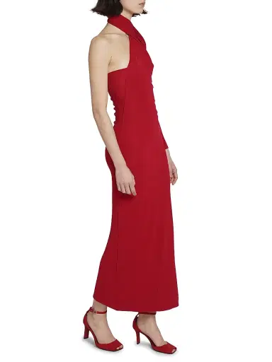 Courreges Women's One-Shoulder Crepe Jersey Gown - Ruby | Thumbnail 4 Courreges Women's One-Shoulder Crepe Jersey Gown - Ruby | Thumbnail 4