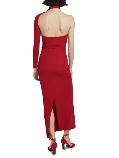 Courreges Women's One-Shoulder Crepe Jersey Gown - Ruby | Thumbnail 5 Courreges Women's One-Shoulder Crepe Jersey Gown - Ruby | Thumbnail 5