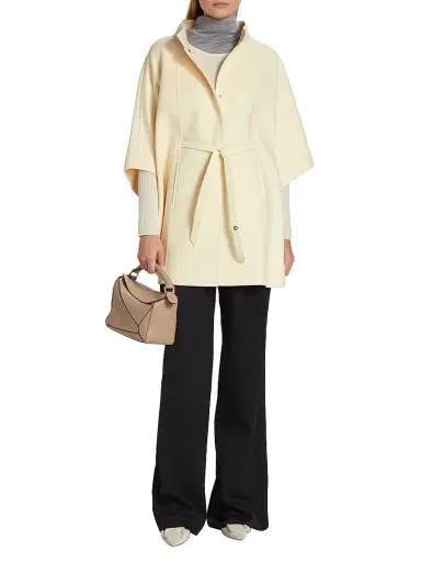 Loro Piana Women's Salzburg Belted Cashmere Cape - Shady Slate | Thumbnail 2 Loro Piana Women's Salzburg Belted Cashmere Cape - Shady Slate | Thumbnail 2