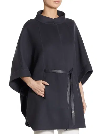 Loro Piana Women's Salzburg Belted Cashmere Cape - Shady Slate | Thumbnail 4 Loro Piana Women's Salzburg Belted Cashmere Cape - Shady Slate | Thumbnail 4