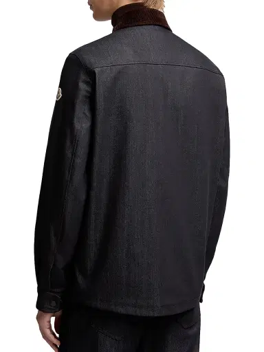 Moncler Men's Shacket in Denim with Corduroy Trim - Dark Blue | Thumbnail 3 Moncler Men's Shacket in Denim with Corduroy Trim - Dark Blue | Thumbnail 3