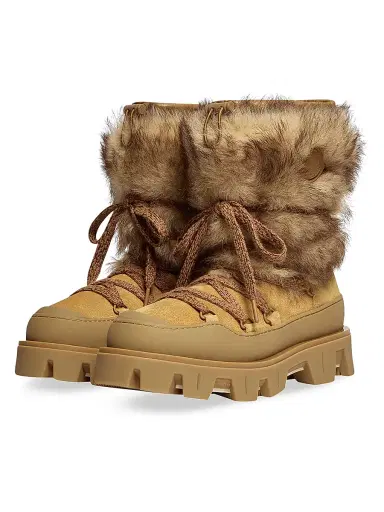 Moncler Women's Peak Après Boots in Suede and Shearling - Camel Beige | Thumbnail 2 Moncler Women's Peak Après Boots in Suede and Shearling - Camel Beige | Thumbnail 2