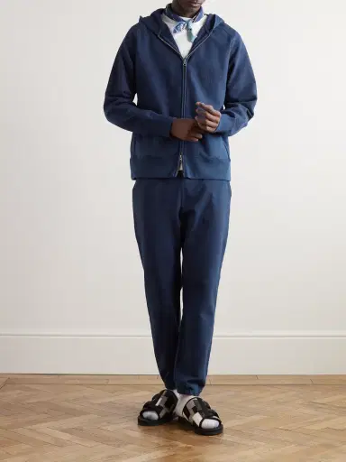 Blue Blue Japan Tapered Indigo-Dyed Cotton-Jersey Sweatpants - Men | Thumbnail 2 Blue Blue Japan Tapered Indigo-Dyed Cotton-Jersey Sweatpants - Men | Thumbnail 2
