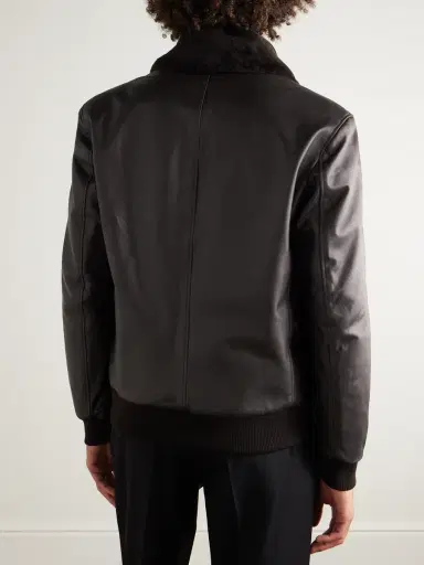 Thom Sweeney Shearling-Trimmed Leather Jacket - Men | Thumbnail 4 Thom Sweeney Shearling-Trimmed Leather Jacket - Men | Thumbnail 4