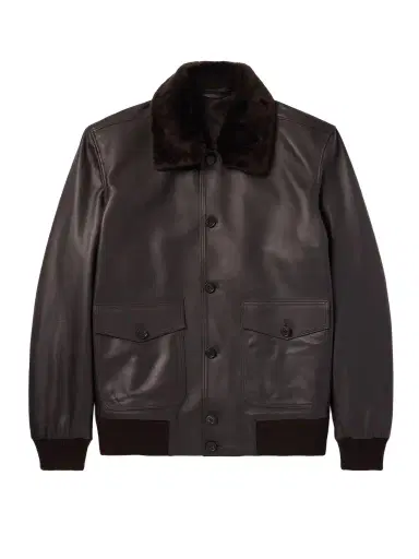 Thom Sweeney Shearling-Trimmed Leather Jacket - Men | Thumbnail 1 Thom Sweeney Shearling-Trimmed Leather Jacket - Men | Thumbnail 1