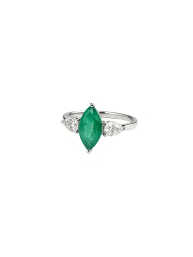 Wish Fine Jewelry 1.79 Diamond Emerald 18K Gold Statement Ring | Thumbnail 1 Wish Fine Jewelry 1.79 Diamond Emerald 18K Gold Statement Ring | Thumbnail 1