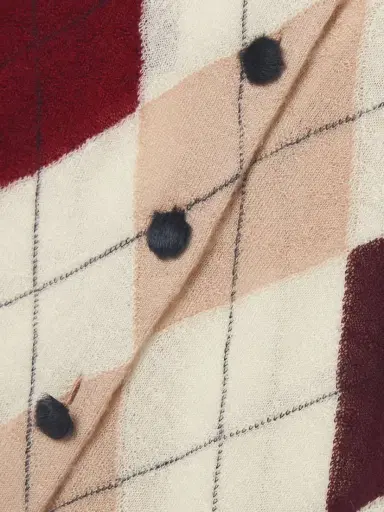 Khaite Charli Calf Hair-trimmed Argyle Cashmere And Mohair-blend Cardigan | Thumbnail 4 Khaite Charli Calf Hair-trimmed Argyle Cashmere And Mohair-blend Cardigan | Thumbnail 4