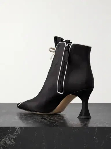 Manolo Blahnik Nolhac 70 Ruffled Velvet-trimmed Silk Ankle Boots | Thumbnail 3 Manolo Blahnik Nolhac 70 Ruffled Velvet-trimmed Silk Ankle Boots | Thumbnail 3