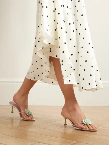 Manolo Blahnik Paliss 50 Appliquéd Satin Mules | Thumbnail 2 Manolo Blahnik Paliss 50 Appliquéd Satin Mules | Thumbnail 2