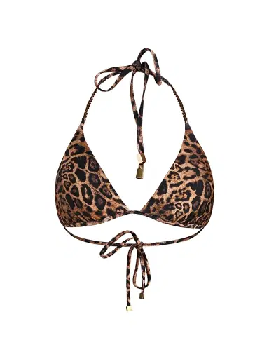 L'Agence Women's Patch Leopard Annabelle Triangle Bikini Top | Thumbnail 1 L'Agence Women's Patch Leopard Annabelle Triangle Bikini Top | Thumbnail 1