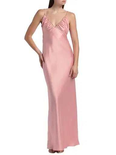 LoveShackFancy Women's Mystara Satin Maxi Slipdress | Thumbnail 3 LoveShackFancy Women's Mystara Satin Maxi Slipdress | Thumbnail 3