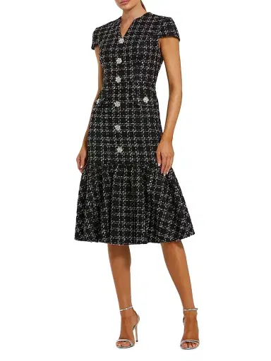Mac Duggal Women's Boucle Tweed Midi-Dress - Black Silver - Size 14 | Thumbnail 1 Mac Duggal Women's Boucle Tweed Midi-Dress - Black Silver - Size 14 | Thumbnail 1