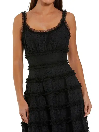 Mac Duggal Women's Ruffled Lace Midi-Dress - Black - Size 14 | Thumbnail 3 Mac Duggal Women's Ruffled Lace Midi-Dress - Black - Size 14 | Thumbnail 3
