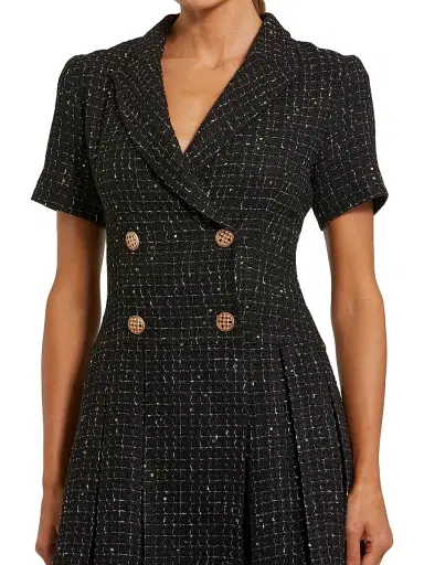 Mac Duggal Women's Tweed Blazer Minidress - Black | Thumbnail 4 Mac Duggal Women's Tweed Blazer Minidress - Black | Thumbnail 4