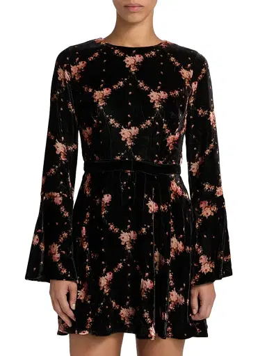 Cara Cara Women's Rosabella Floral Velvet A-Line Minidress - Trellis Black | Thumbnail 3 Cara Cara Women's Rosabella Floral Velvet A-Line Minidress - Trellis Black | Thumbnail 3