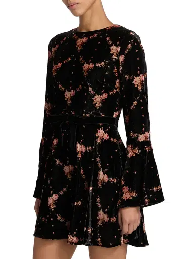 Cara Cara Women's Rosabella Floral Velvet A-Line Minidress - Trellis Black | Thumbnail 4 Cara Cara Women's Rosabella Floral Velvet A-Line Minidress - Trellis Black | Thumbnail 4