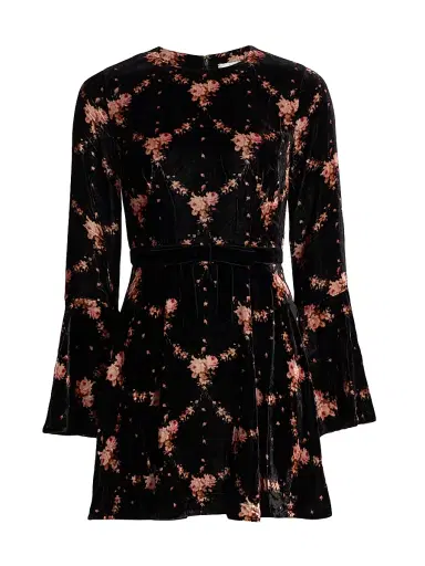 Cara Cara Women's Rosabella Floral Velvet A-Line Minidress - Trellis Black | Thumbnail 1 Cara Cara Women's Rosabella Floral Velvet A-Line Minidress - Trellis Black | Thumbnail 1