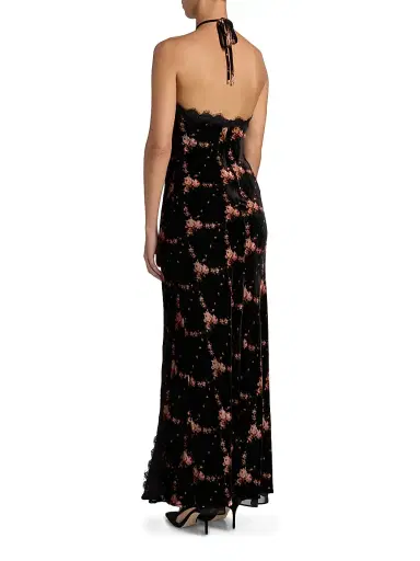 Cara Cara Women's June Floral Velvet Halterneck Maxi Dress - Trellis Black | Thumbnail 5 Cara Cara Women's June Floral Velvet Halterneck Maxi Dress - Trellis Black | Thumbnail 5