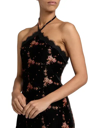 Cara Cara Women's June Floral Velvet Halterneck Maxi Dress - Trellis Black | Thumbnail 6 Cara Cara Women's June Floral Velvet Halterneck Maxi Dress - Trellis Black | Thumbnail 6
